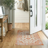 Terracotta Floral Distressed Persian Area Rug