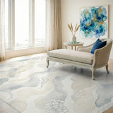 Beige and Neutral Wavy Abstract Neutral Area Rug
