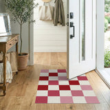 Pink Red Checkerboard Geometric Area Rug