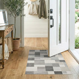 Grey Geometric Block Grey Area Rug