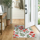 Vibrant Red Floral Area Rug