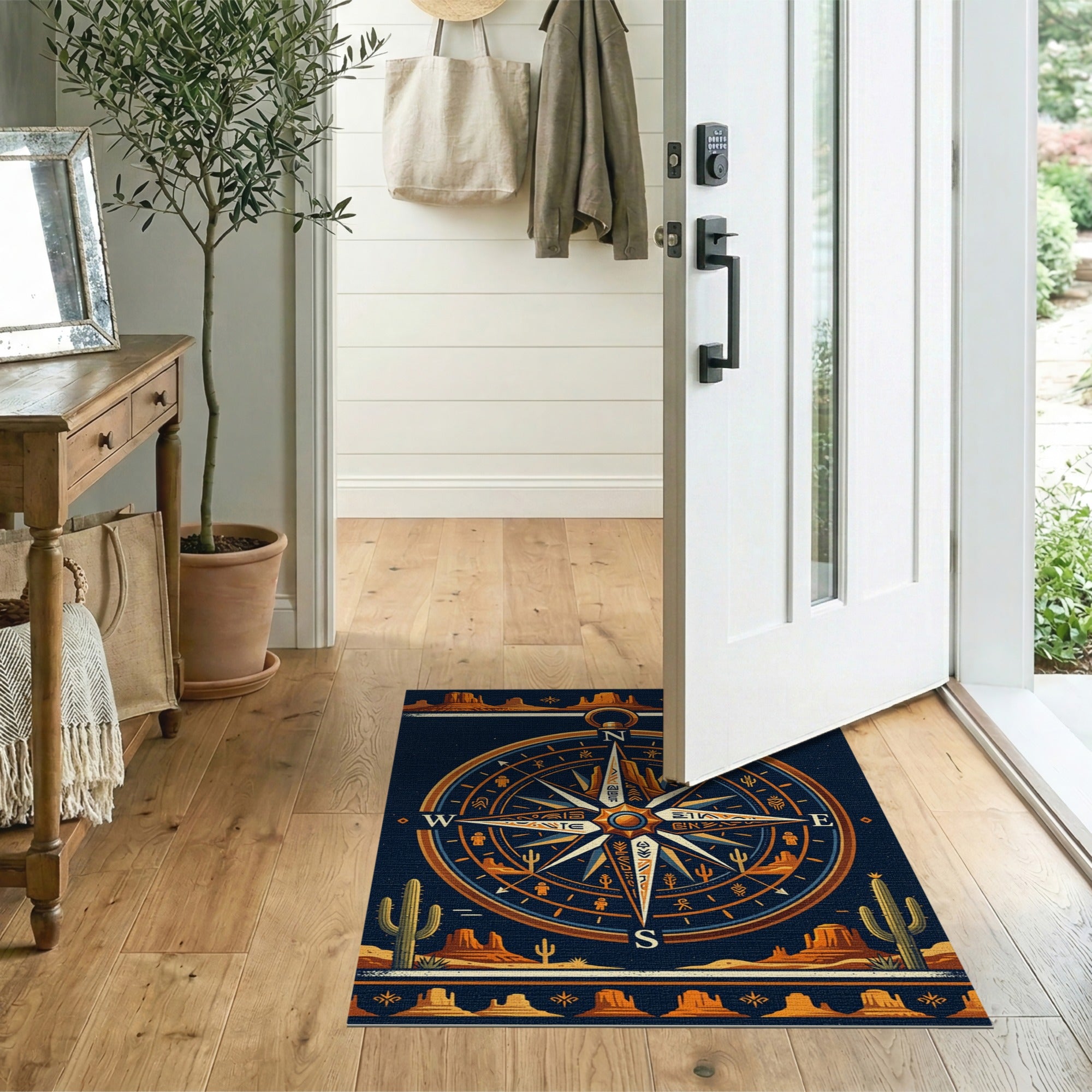 Southwestern Compass Rose Desert Area Rug