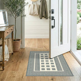 Blue Greek Key Geometric Area Rug