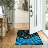 Cosmic Blue Music Notes Area Rug