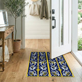 Navy Persian Border Rug with Gold Accents