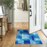 Blue and Teal Geometric Modern Blue Teal Geometric Patchwork Area Rug