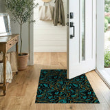 Teal Foliage Art Nouveau Area Rug