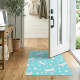 Playful White Puppies Bubbles Blue Area Rug