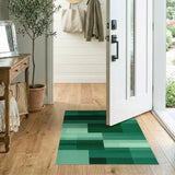 Green Emerald Green Geometric Block Area Rug