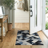 Modern Blue Grey Diamond Geometric Area Rug
