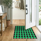Vibrant Green Black Gingham Plaid Area Rug