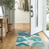 Teal Seashell Coastal Area Rug