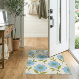 Vintage Blue Daisy Floral Area Rug