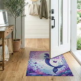 Moonlit Purple Mermaid Area Rug with Butterflies