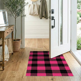 Multi-color and Patterns Bold Pink Black Plaid Area Rug