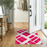 Vibrant Pink Geometric Diamond Area Rug