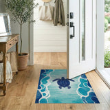 Sea Turtle Blue Teal Coastal Area Rug