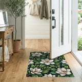 White Magnolia Floral Area Rug