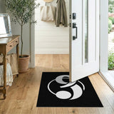 Bold Geometric Number 9 Area Rug - Black White