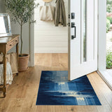 Blue Teal Waterfall Pine Geometric Rug