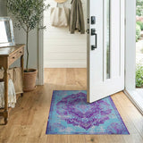 Distressed Teal Purple Mandala Area Rug
