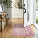 Blush Pink Persian Area Rug with Geometric Motifs