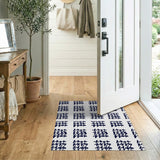 Blue and Teal Navy Geometric Abstract Area Rug