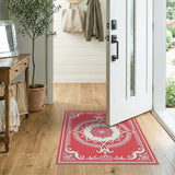 Ornate Red Mandala Floral Area Rug