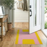 Vibrant Pink Yellow Geometric Multi-color and Patterns Area Rug