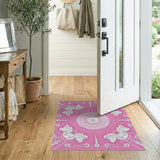 Pink Ornate Swirl Fanburst Area Rug