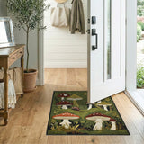 Whimsical Green Mushroom Forest Rug with Snail