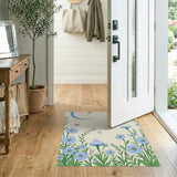 Whimsical Blue Moon Cornflower Mushroom Rug