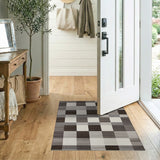Grey Patchwork Geometric Block Area Rug