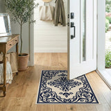 Elegant Navy Ornate Medallion Area Rug
