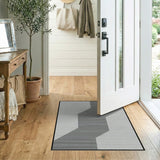 Grey Geometric Staircase Illusion Rug