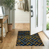Navy Gold Geometric Lattice Area Rug