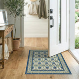 Navy Blue Ivory Persian Floral Area Rug