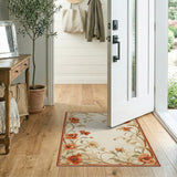 Vintage Orange Poppy Floral Area Rug