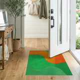 Wavy Orange Green Abstract Area Rug