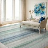 Abstract Area Teal Blue Wavy Abstract Area Rug