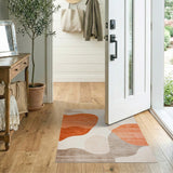 ODIKA Washable Abstract Terracotta Modern Low Pile Area Rug