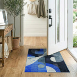 Modern Blue Geometric Abstract Area Rug