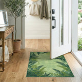 Lush Green Fern Distressed Area Rug