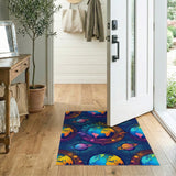 Cosmic Planets Blue Washable Area Rug