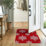 Red Red Snowflake Pattern Area Rug