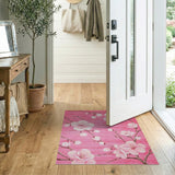 Pink Floral Vintage Pink Cherry Blossom Floral Area Rug