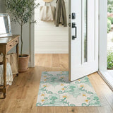 Teal Leaf Swirl Gold Star Area Rug