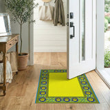 Vibrant Yellow Sun Face Border Area Rug