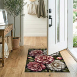 Pink Blush Pink Camellia Floral Area Rug