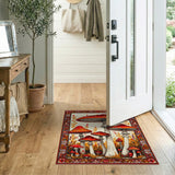 Vibrant Red Mushroom Forest Area Rug